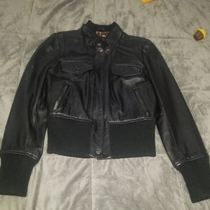 Express Genuine Leather Bomber Jacket